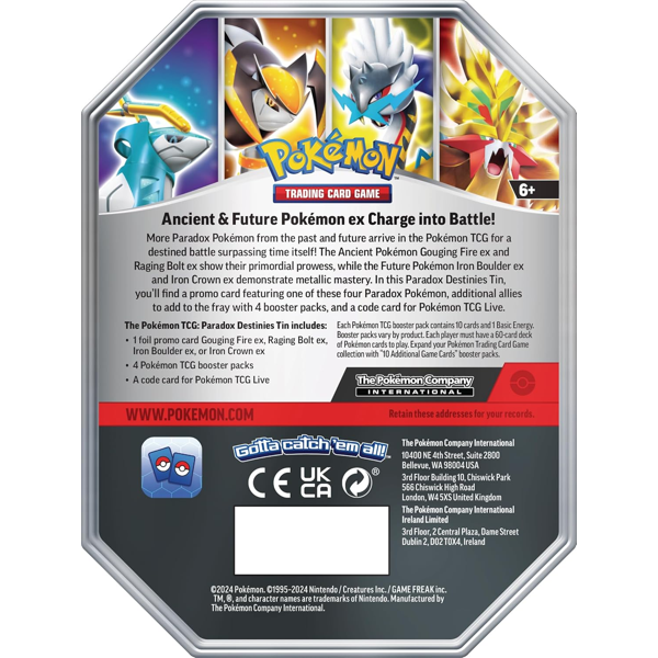 Pokémon TCG Paradox Destinies Tin - Gouging Fire ex